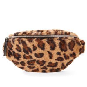Leopard faux fur fanny pack